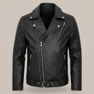 chamarra de piel biker, estilo rokero y racer sport color negro para hombre
